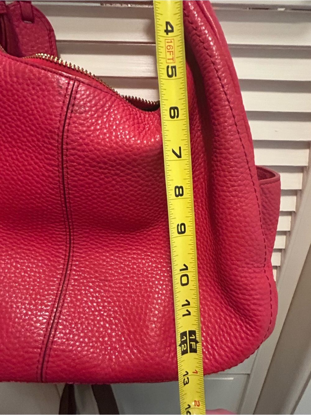 Cole Haan Red Pebbled Leather Hobo Shoulder Bag - Picture 5 of 7